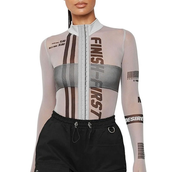 Maniere De Voir Gray Bodysuit - Picture 4 of 6